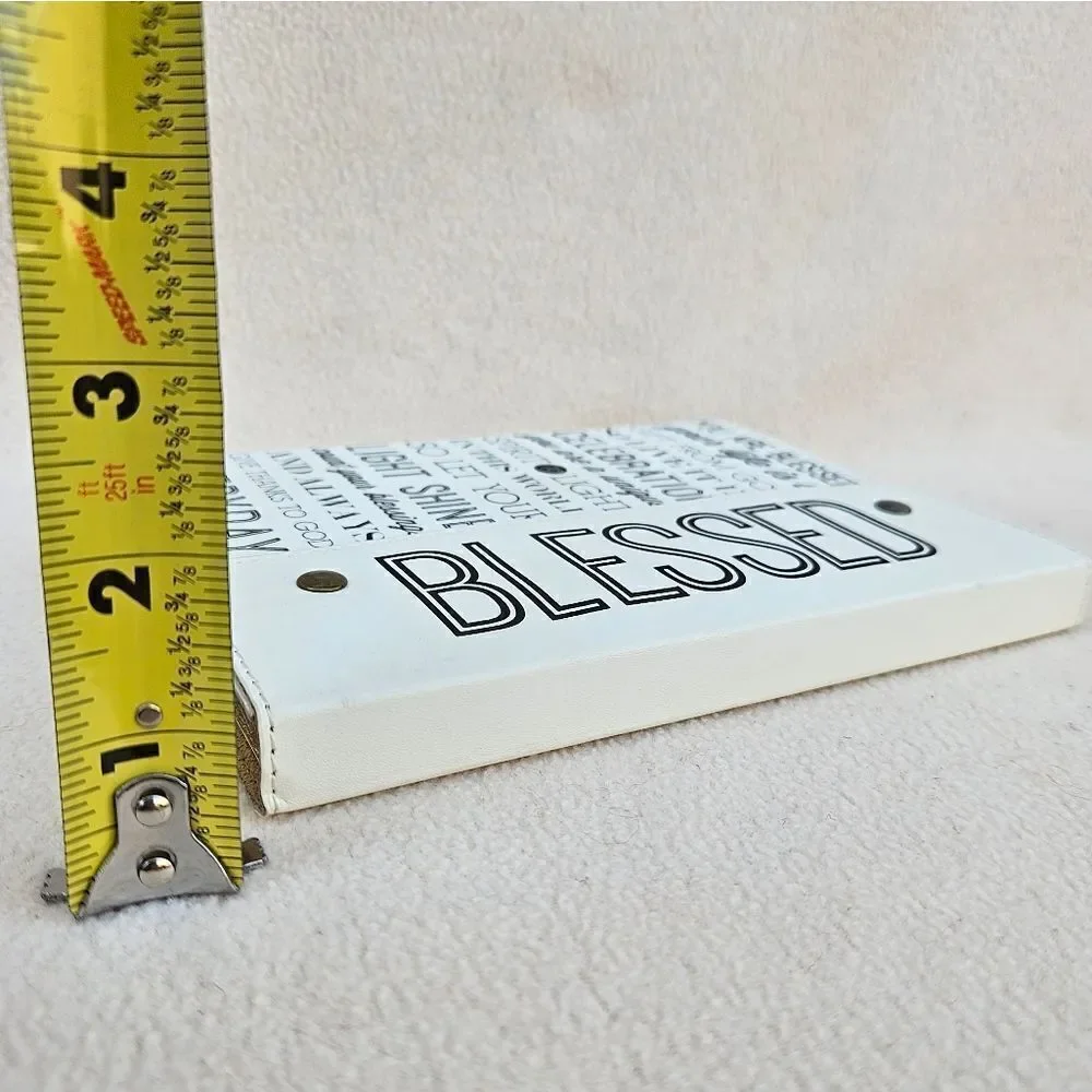Blessed White and Black Snap Front Faux Leather Notebook